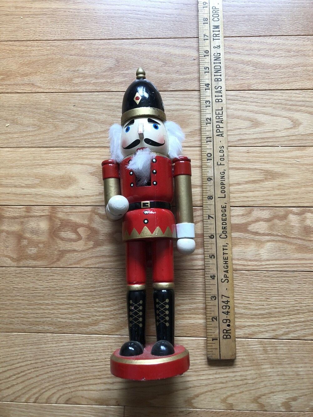 Vintage Nutcracker Wooden Christmas Decoration 15" Soldier Holiday Decor Only